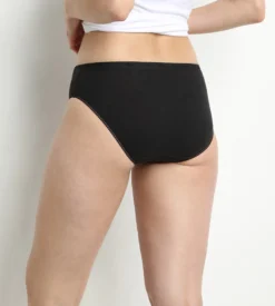 Lot de 2 slips noirs midi Femme Pur Coton