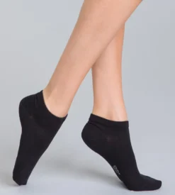 Lot de 2 socquettes courtes noires en coton Femme