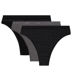 Lot de 3 strings noirs et gris Les Pockets Coton Stretch