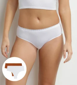 Lot de 2 tangas Body Touch en coton Dim blanc et terracotta