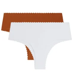 Lot de 2 tangas Body Touch en coton Dim blanc et terracotta