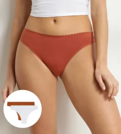 Lot de 2 tangas femme Blanc et Brun Body Touch Easy