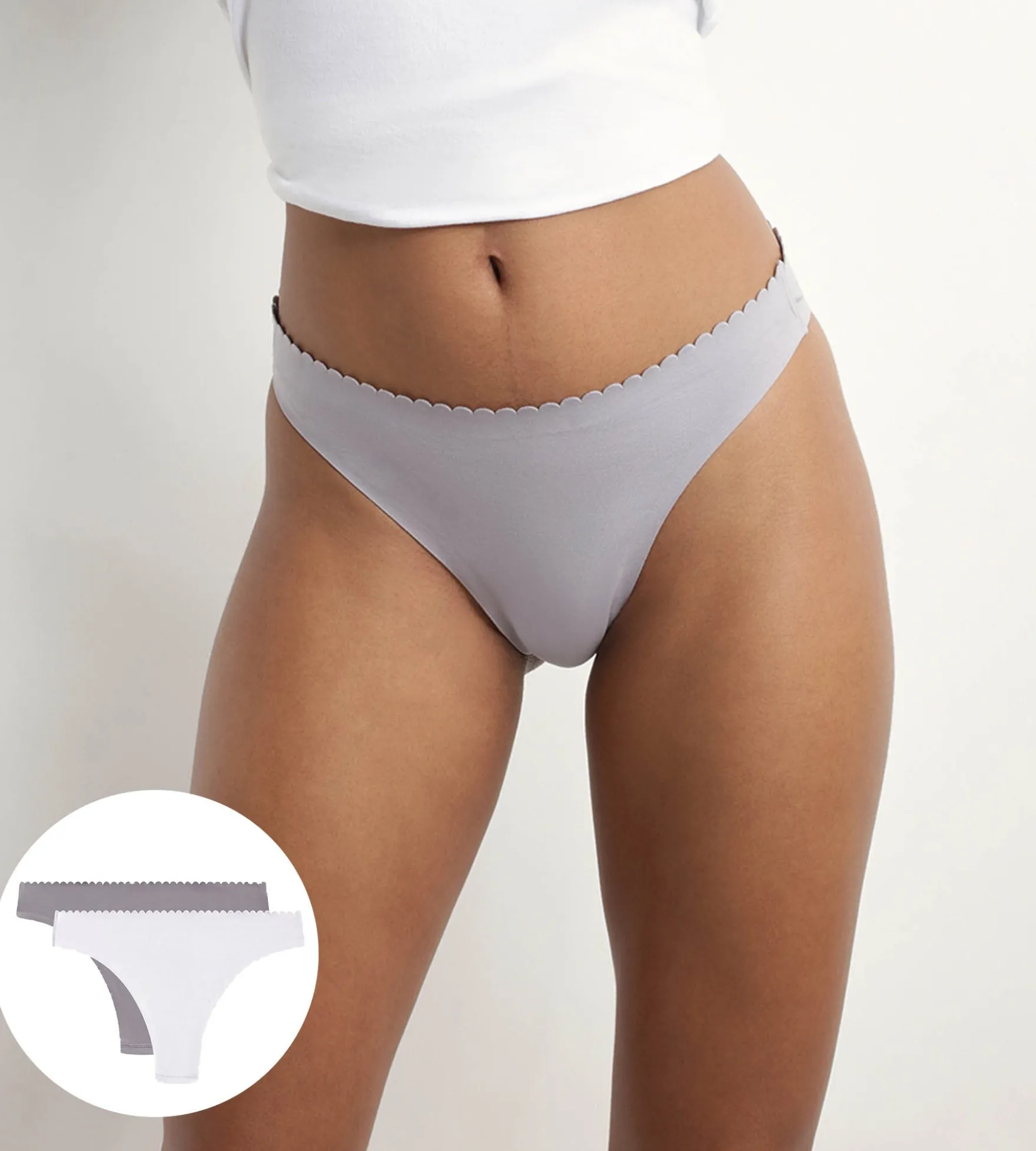 Lot de 2 tangas femme Gris et Blanc Body Touch Easy