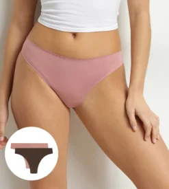 Lot de 2 tangas femme Marron et Rose Body Touch Easy