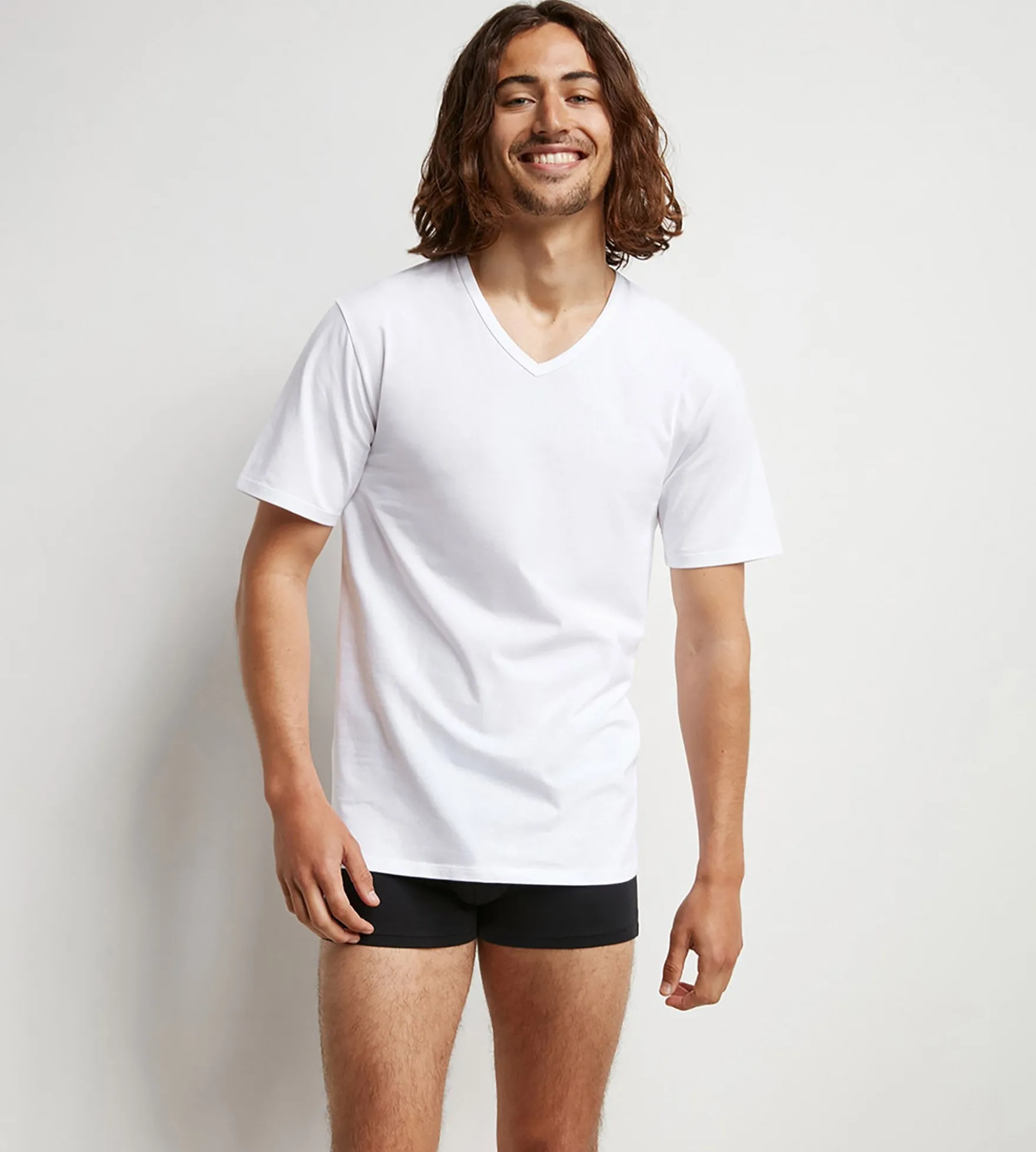 Lot de 2 Tshirts homme thermorégulateur en coton blanc col V Regul Activ