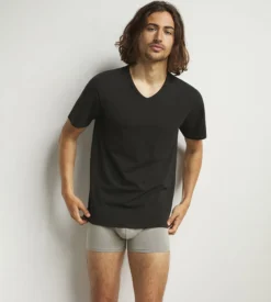 Lot de 2 Tshirts homme thermorégulateur en coton noir col V Regul Activ