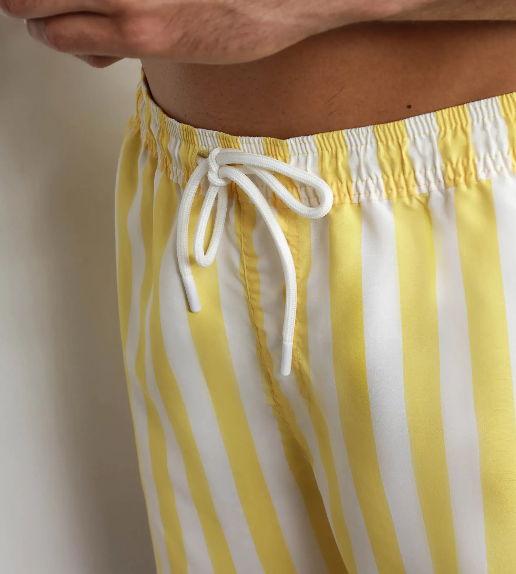 Maillot de bain homme boxer rayé Jaune Dim Swimwear