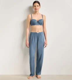 Pantalon de pyjama twill bleu poudré Slow Days Fresh Vibes