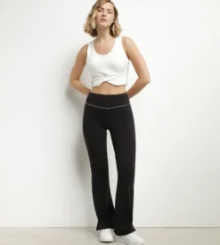 Pantalon de sport évasé pour femme en jersey stretch Noir Dim Move