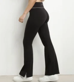 Pantalon de sport évasé pour femme en jersey stretch Noir Dim Move