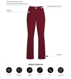 Pantalon de sport évasé pour femme en jersey souple Bordeaux Dim Move