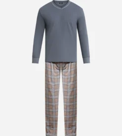 Pyjama homme pantalon en jersey gris à carreaux Dim Nightwear