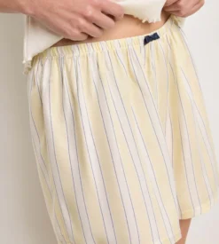 Short de pyjama twill jaune pâle rayé Slow Days Fresh Vibes