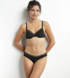 Slip femme en microfibre et tulle Noir Dim Daily Confort