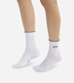Socquettes femme en coton Blanc signature Dim brodé Madame Dim