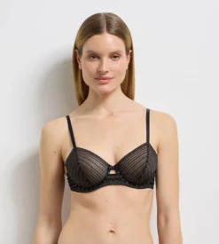 Soutien-gorge à armatures dentelles noir rayé Holiday