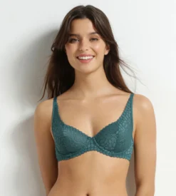 Soutien-gorge à armatures en dentelle florale vert Daily Dentelle