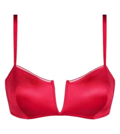 Soutien-gorge bandeau à armatures microfibre satinée Rouge Dim Chéri