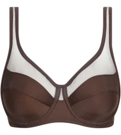 Soutien-gorge emboitant en microfibre et tulle Marron Dim Generous