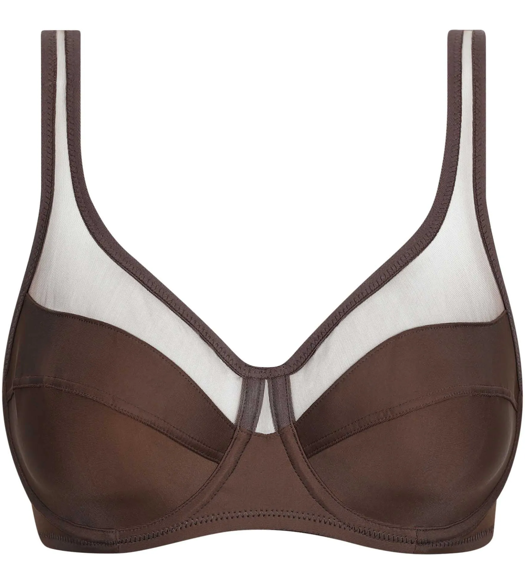 Soutien-gorge emboitant en microfibre et tulle Marron Dim Generous