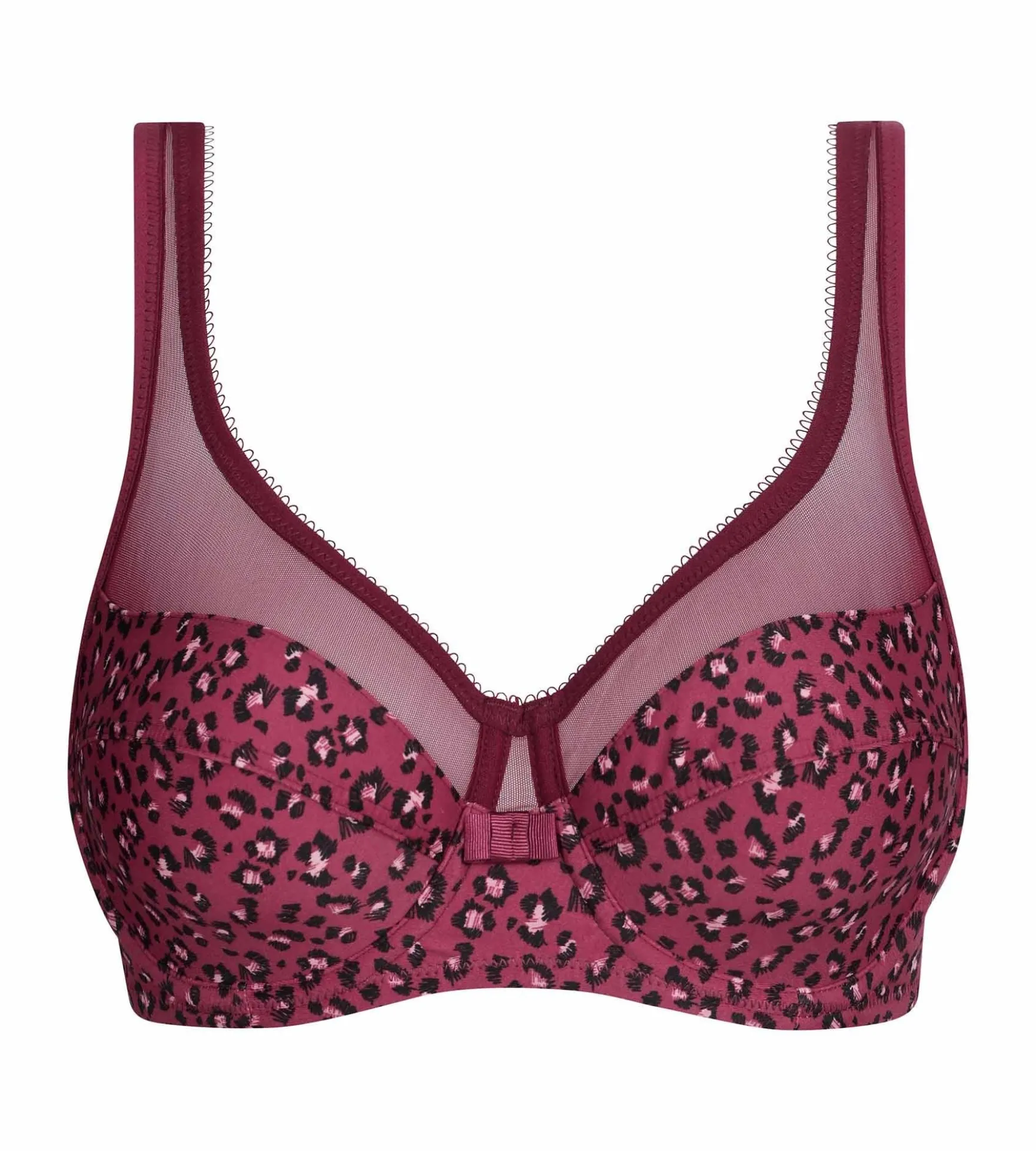 Soutien-gorge emboîtant en microfibre et tulle Rouge Marron Generous
