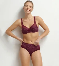 Soutien-gorge emboîtant en microfibre et tulle Rouge Marron Generous