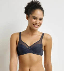 Soutien-gorge emboîtant Generous en microfibre et tulle Gris bleu formel