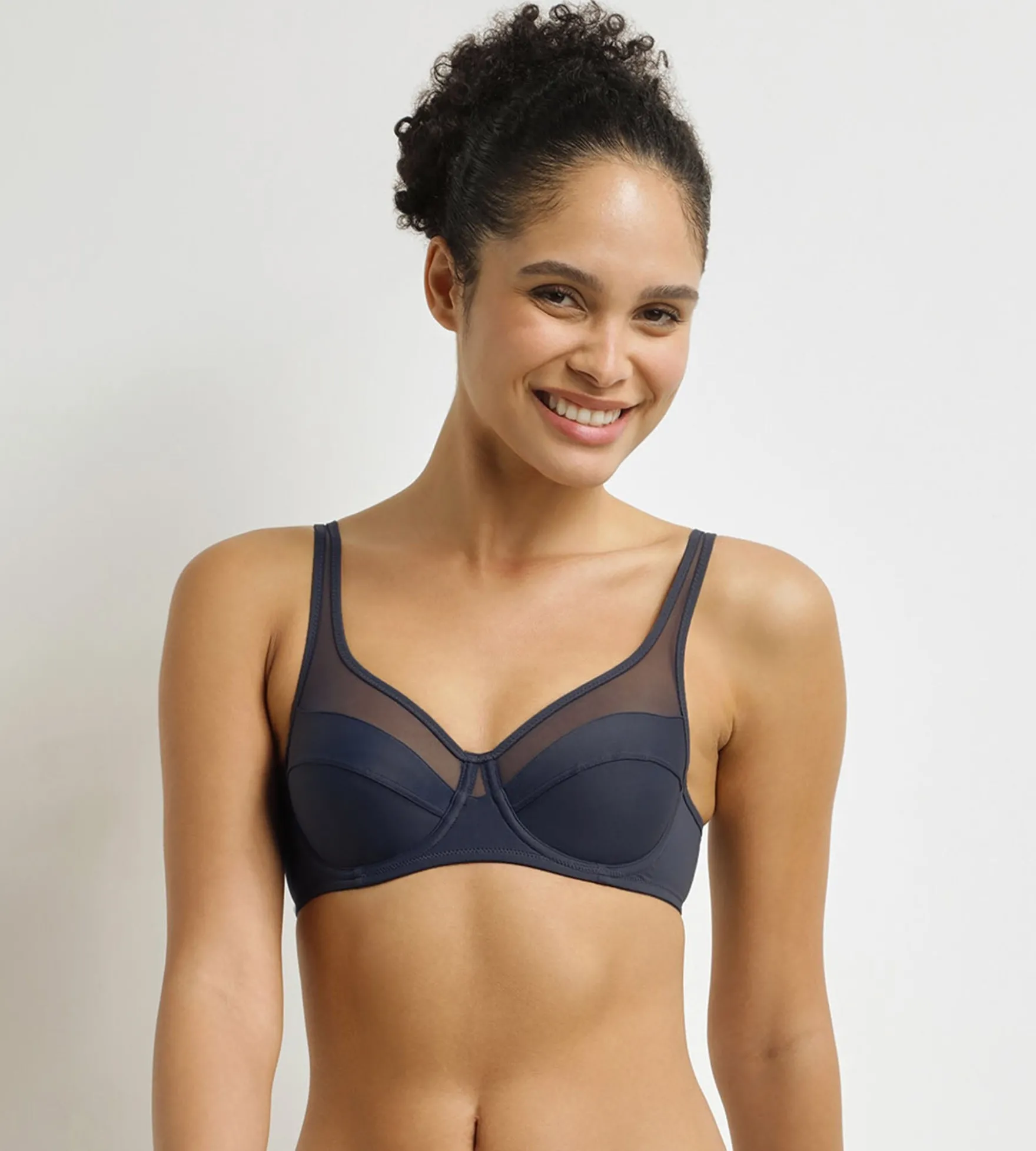 Soutien-gorge emboîtant Generous en microfibre et tulle Gris bleu formel