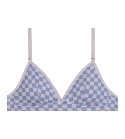 Soutien-gorge fille triangle coton stretch Lila à damier Les Pockets