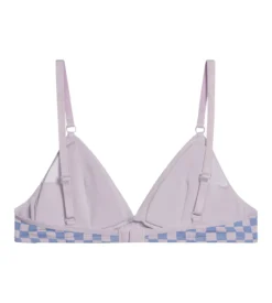 Soutien-gorge fille triangle coton stretch Lila à damier Les Pockets