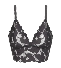 Soutien-gorge foulard sans armature en dentelle florale Gris Dim Lacy