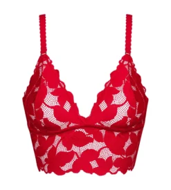 Soutien-gorge foulard sans armature en dentelle florale Rouge Dim Lacy
