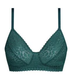 Soutien-gorge sans armatures en dentelle florale verte Daily Dentelle