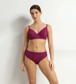 Soutien-gorge sans armatures en dentelle florale fruits rouges Daily Dentelle