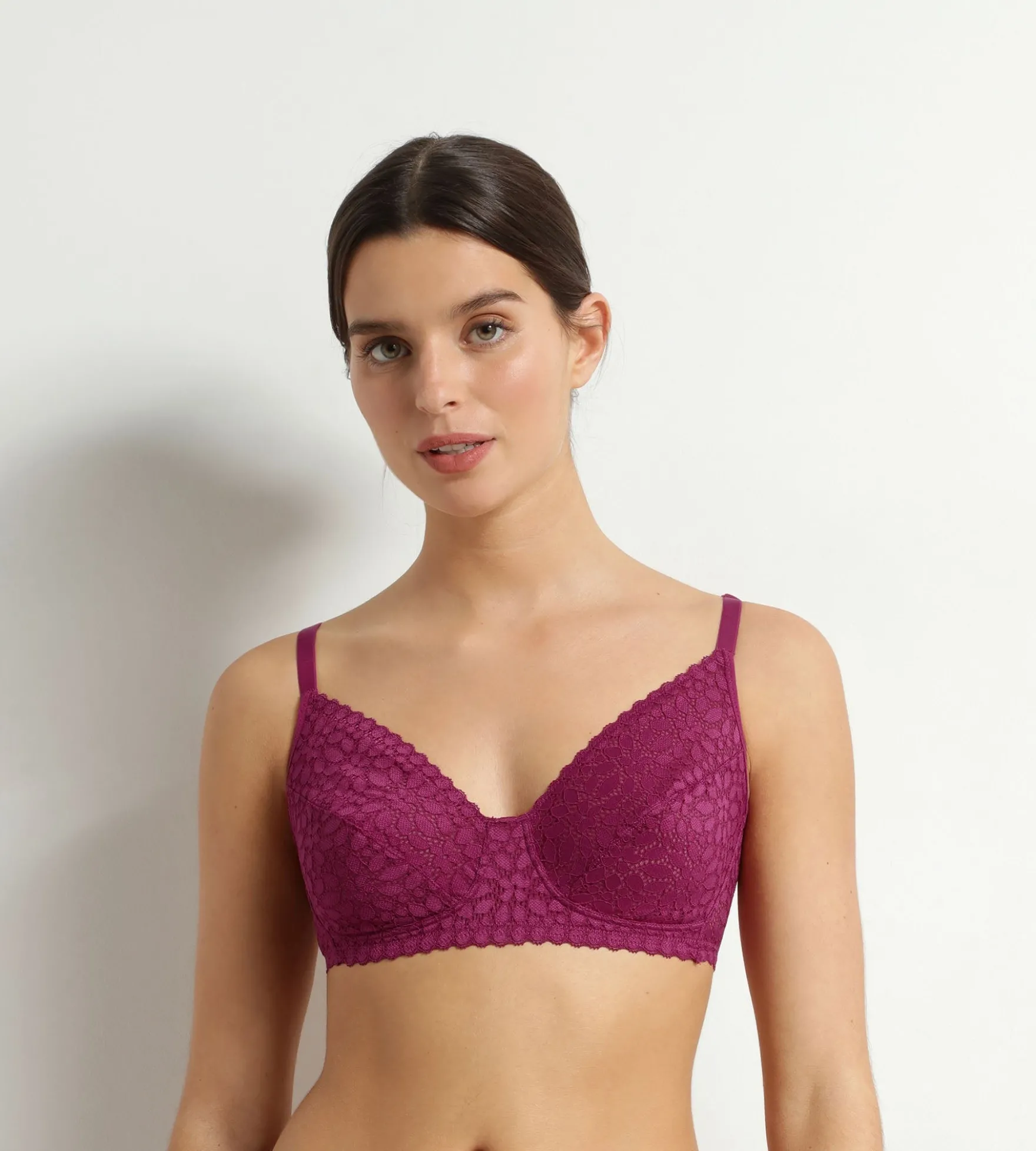 Soutien-gorge sans armatures en dentelle florale fruits rouges Daily Dentelle