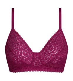 Soutien-gorge sans armatures en dentelle florale fruits rouges Daily Dentelle