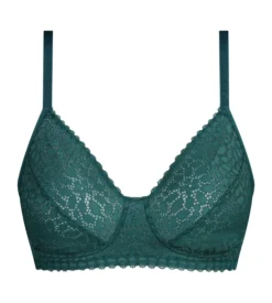 Soutien-gorge sans armatures en dentelle florale verte Daily Dentelle