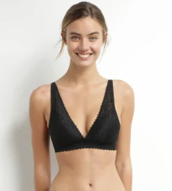 Soutien-gorge triangle avec mousses en microfibre Noir Daily Dentelle