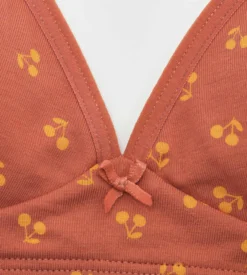 Soutien-gorge triangle fille motif cerise Jaune Les Pockets