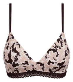 Soutien-gorge triangle paddé sans armatures à fleurs Beige Daily Micro