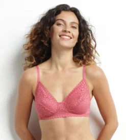 Soutien-gorge triangle sans armature dentelle florale Rose Daily Dentelle