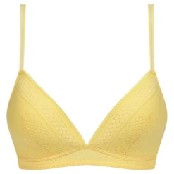 Soutien-gorge triangle sans armatures en dentelle Jaune Chic Summer