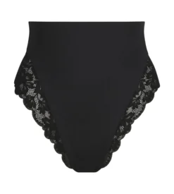 String galbant taille haute microfibre et dentelle Noir Dim Silhouette Elegance