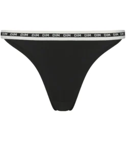 Tanga en coton modal Noire et ceinture Beige Dim Icons Essentiel