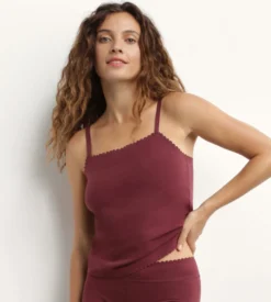 Top femme en coton stretch sans couture Rubis Foncé Body Touch Easy