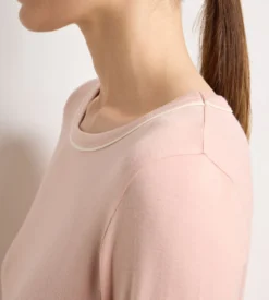 Top manches longues col rond femme élastique rose Soft Blush