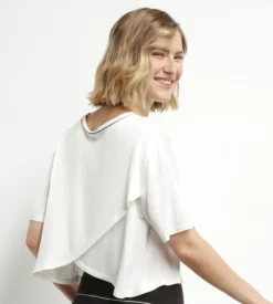 T-shirt de sport femme avec dos ouvert en viscose Écrue Dim Move