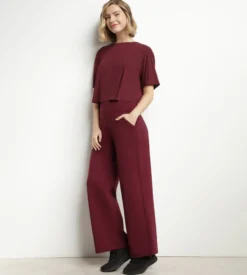 T-shirt de sport femme en viscose Bordeaux avec dos ouvert Dim Move