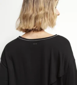 T-shirt de sport femme en viscose noire avec dos ouvert Dim Move