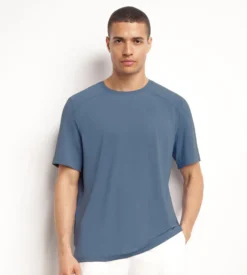 T-shirt de sport homme en matière aérée Bleu Jean Dim Move